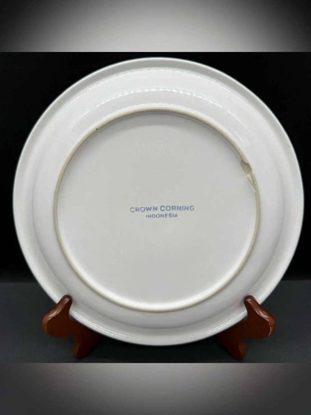 Crown Corning Orange Green Plaid Plate 9” Indonesia Stoneware Set of 3 Rare VTG
